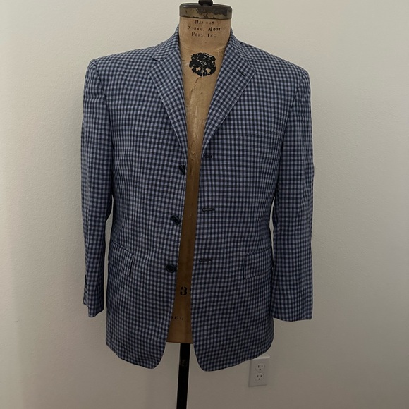 Other - Men's Blue Checkered Blazer custom 38 S